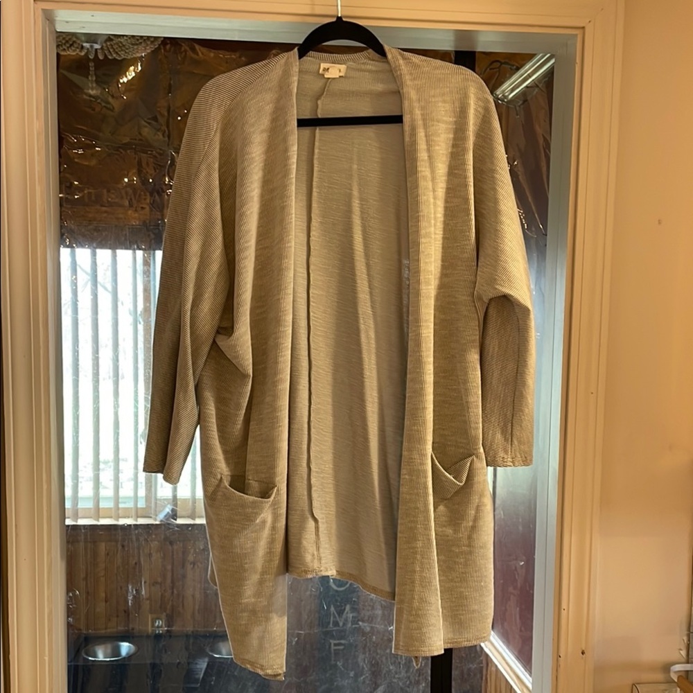 DONNI Oatmeal Cardigan Sweater Open-Front Longline, XL